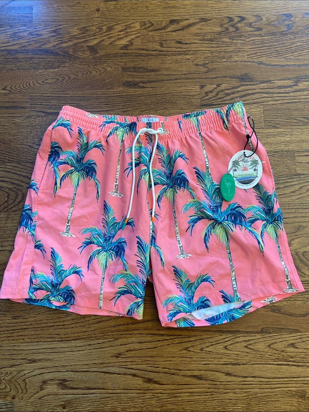 Free Planet Coral Palm Print Swim Trunks XLarge, NWT, Beach, Swimwear, Tropical
